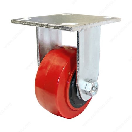 Madico Mold-On Polyurethane Industrial Casters, Fixed, with Plate, Red F22004