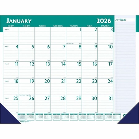 House Of Doolittle 13 Month Calendar Desk Pad, 22'' x 17'', Teal, January 2025 - January 2026 148