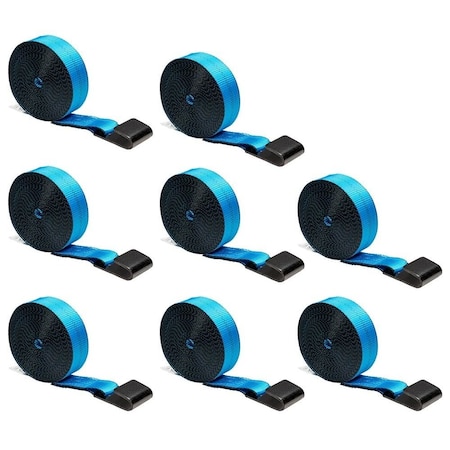 Mytee Products 2in x 30ft Heavy Duty Blue Winch Straps Tie Down w/Flat Hook WLL# 3,333 lbs, 8PK WS230Bx8