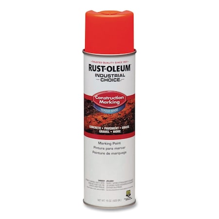 Rust-Oleum IC M1400 Water-Based Construction Marking Paint, Gloss Fluorescent Red-Orange, 17 oz Aerosol, 12PK 264699