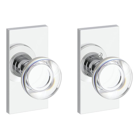 Baldwin Passage Contemporary Crystal Knob with Contemporary 5in Rose with 6AL Latch and Dual Strike PSCCYCFR260