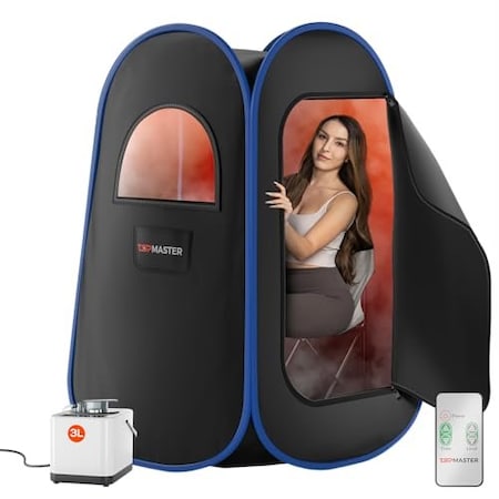 Topmaster Portable Steam Sauna for Home, 3L Steamer, 9 Heat Levels, Black Waterproof Tent, Chair TMSAUST10BLK.6