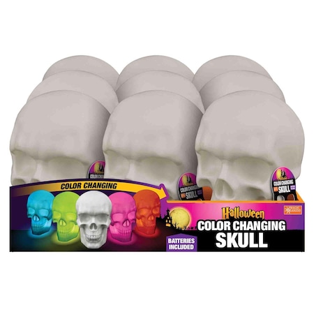 Magic Seasons Multicolored LED Color Changing Skull Halloween Decor 768462