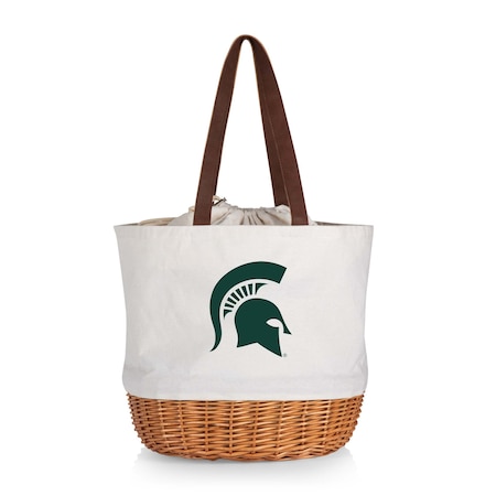 Picnic Time Family Of Brands NCAA Michigan State Spartans Coronado Canvas and Willow Basket Tote - Picnic Bag 203-00-187-354-0