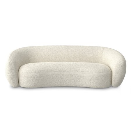 Homeroots 89" Cream Fabric Sofa With Walnut Legs 640987