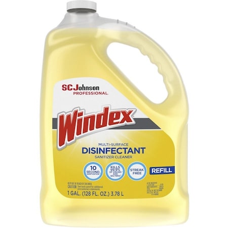 Windex Multi-Surface Disinfectant Sanitizer Cleaner, 128 fl oz (4 quart) Bottle, Yellow, 4 PK SJN682265CT