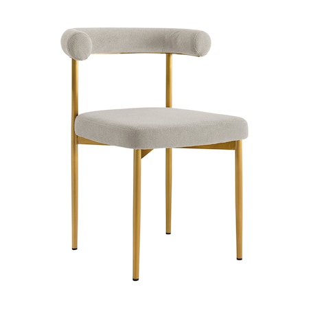 Homeroots Set of Two Gray And Gold Upholstered Polyester Open Back Dining Side Chairs 569413