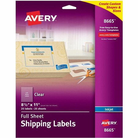Avery Full Sheet Printable Shipping Label, PK25 08665
