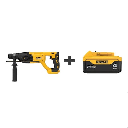 Dewalt Cordless Rotary Hammer, 20.0V, 1", Battery DCH133B/DCB204
