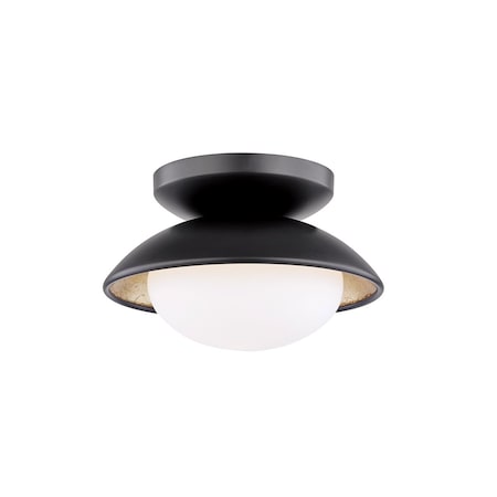 Mitzi Cadence 1 Light Semi Flush 7.5 In. Black Lustro/Gold Leaf Combo H368601S-BLK/GL