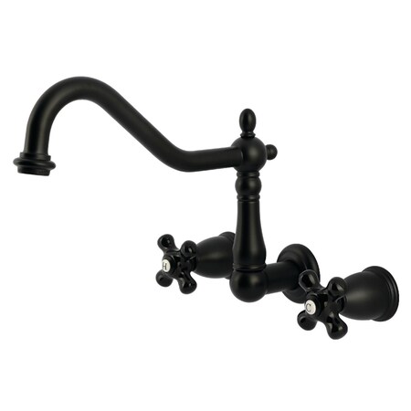 Kingston Brass Two-Handle Wall Mount Kitchen Faucet, Matte Black KS1280PKX