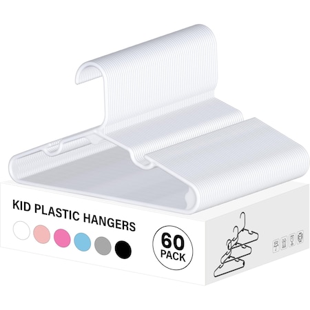 Simple Deluxe Kids Plastic Hangers, Non-Slip 11.5 Inch Baby Hangers, White, 60PK HKHANGPLASTCKID60WHT