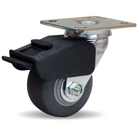 Hamilton Combination Brake Swivel Caster, 4" x 2" Thermoplastic Rubber (654A) on Polyolefin Wheel S-BC-4TE