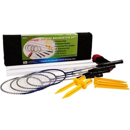 Champion Sports Badminton Set, 4 Rackets, Net, Case DBSET