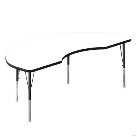 Correll Kidney HPL Activity Table, 72 in W, 36 in L, 19 in to 29 in H, Particleboard, White A3672-KID-36