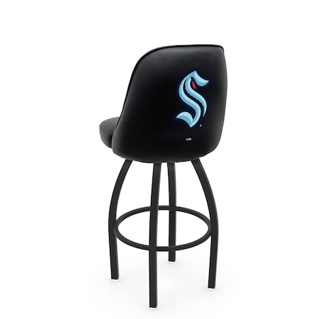 Holland Bar Stool Co Logo Grizzly Seattle Kraken 36 in. Swivel Bar Stool with Black Wrinkle Finish L048