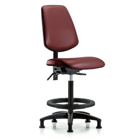 Blue Ridge Ergonomics Vinyl Chair, High Bench, Med Back, Tilt, Foot Ring, Glides, Borscht BR-VHBCH-MB-RG-T1-A0-BF-RG-8815
