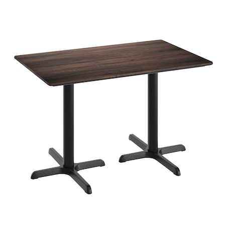 Flash Furniture 48" x 30" Tabletop, Seamless Surface Technology, Dark Brown, 22" x 30" Black Table Height X-Bases ST-REC3048-WBR-T2230-GG