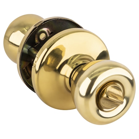 Kwikset Mobile Home Polished Brass Privacy Bed/Bath Door Knob 300M 3 CP 7/8RFL RCS