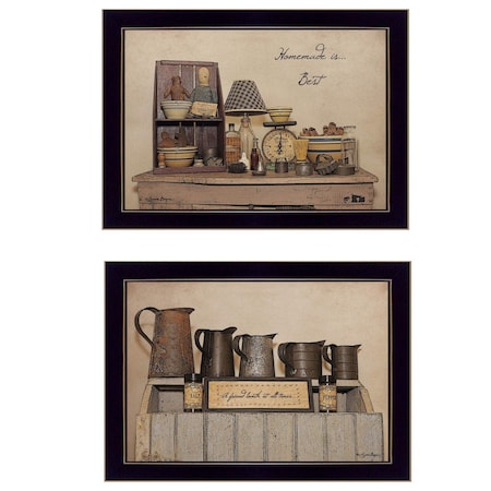 Homeroots Set Of Two Homemade is Best 3 Black Framed Print Kitchen Wall Art, 2PK 407117