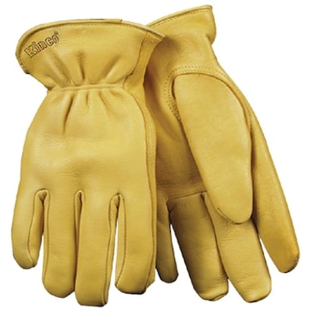Heatkeep Driver Gloves, Men's, L, 10 in L, Keystone Thumb, EasyOn Cuff, Deerskin Leather, Yellow 90HK-L