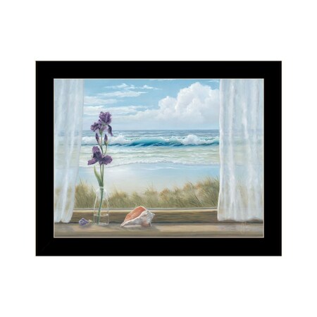 Homeroots Irises on Windowsill Black Framed Print Wall Art 529945