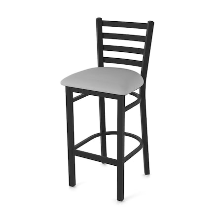 Holland Bar Stool Co 30" Stationary Bar Stool, Black Wrinkle, Canter Grey Seat 40030BW007