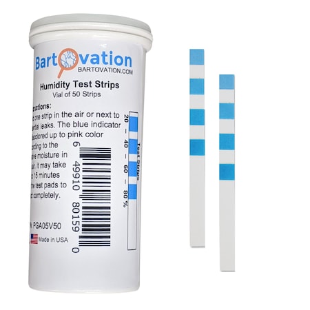 Bartovation 4 Pad Cobalt Chloride Humidity Test Strip 20%-80% Humidity [Vial of 50 Strips] PGA05V50