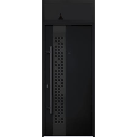 Vdomdoors Steel Door Deux 6078 Black Enamel Transom Window Sidelite Entry Door Painted W36xH80+16 Right hand DEUX6078EXD-BLK-W36 X H80+16-RH-I