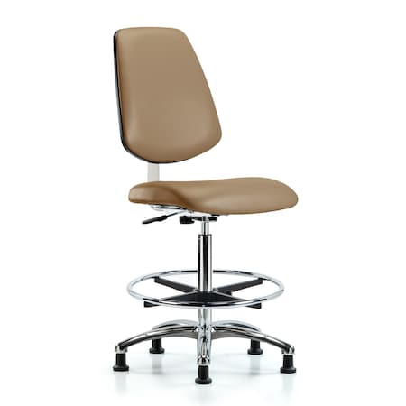 Blue Ridge Ergonomics Clean Room Chair 26" to 35-1/2" Height, Vinyl, Taupe BR-CLR-VHBCH-MB-CR-CF-RG-8584