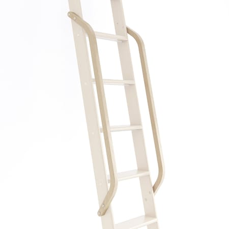 Quiet Glide White Oak Wood Library Ladder Handrail Satin Nickel (No Ladder) QG.6309.WO.02