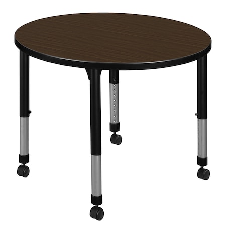 Regency Round Kee Height Adjustable Mobile Classroom Activity Table, 30 in W, 30 in L, Neo Walnut TB30RNDNWAPCBK