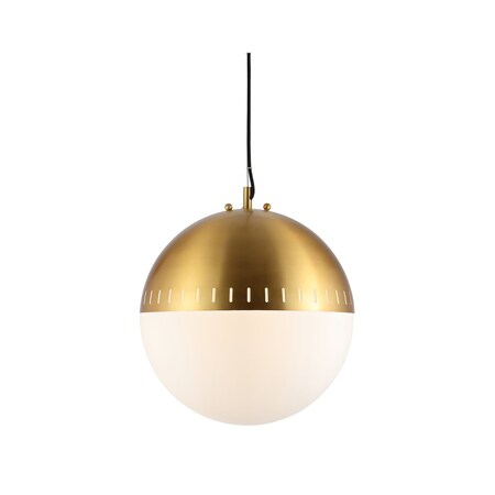 Jonathan Y Remy 15.75" Adjustable Iron/Glass Art Deco Mid-Century Globe LED Pendant, Brass Gold JYL9531A