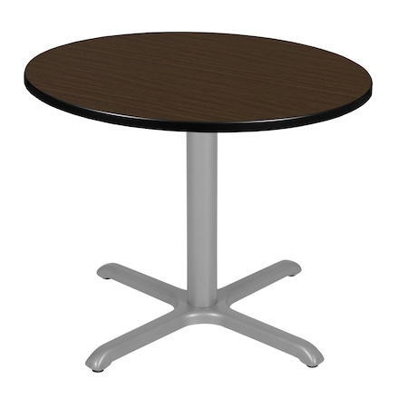 Regency Round Cain Medium X-Base Breakroom Table, 42 in W, 42 in L, Neo Walnut TB42RNDNWGY