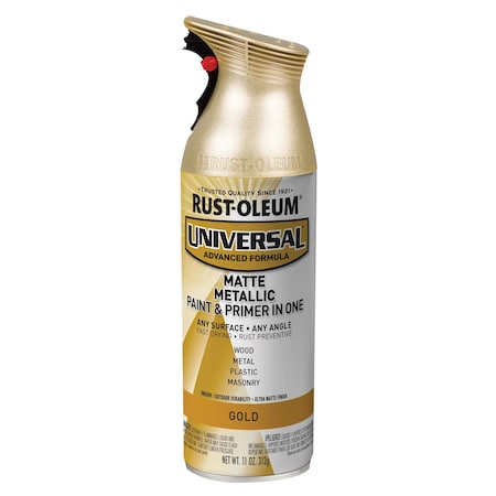 Rust-Oleum Matte Metallic Paint and Primer Spray, Gold, 11 oz 387992