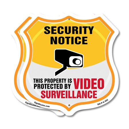 Signmission Security Notice Shield Sign This Propert, 6 inch X 6 inch, Plastic Sign, 2PK SHI-P-2PACK-6-462
