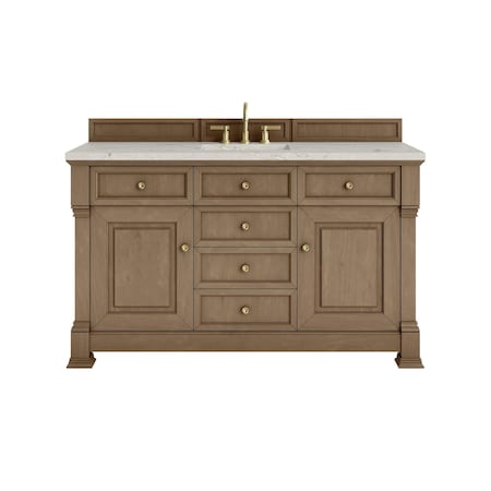James Martin Vanities Brookfield 60 in. Single Vanity, Pecan w/ 3 CM Victorian Silver Silestone Top 547-V60S-PCN-3VSL
