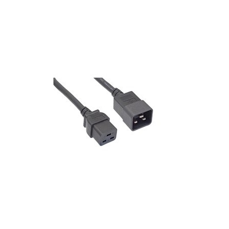 Cable Wholesale Heavy Duty Server Power Extension Cord, Black, C20(Left Angle) to C19, 12AWG/3C, 20 Amp, 3 foot 10W3-41703