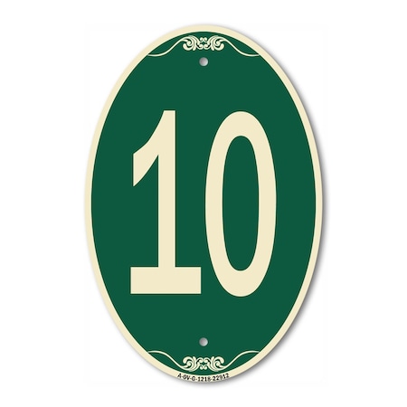 Signmission Number 10, 12 Inch X 18 Inch Architectural Oval, Heavy Gauge Aluminum A-OV-G-1218-22912