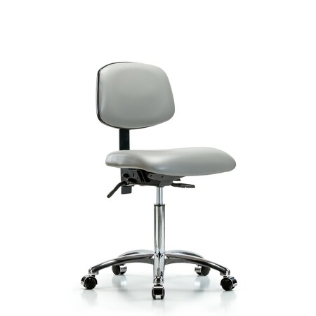 Blue Ridge Ergonomics Chair, Vin, Med Bench, Chr Tilt Casters, Dov, No Arms, 22" to 29" Height, Dove BR-VMBCH-CR-T1-A0-NF-CC-8567