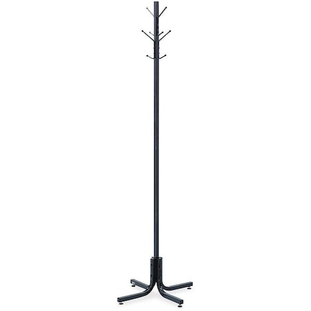 Safco Coat Rack, Steel, Black, 70" 4163BL