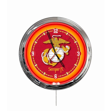 Holland Bar Stool United States Marine Corps Red/Yellow 16 LED Wall Clock ClkL16