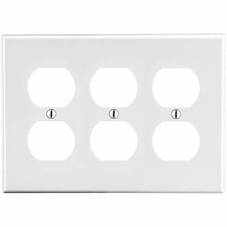Hubbell Wiring Device-Kellems Wallplate, 3-Gang, 3) Duplex, White P83W