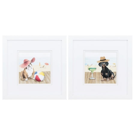 Homeroots 11" X 11" Matte White Frame Lets Go Boardwalk, Set Of 2, 2PK 365209