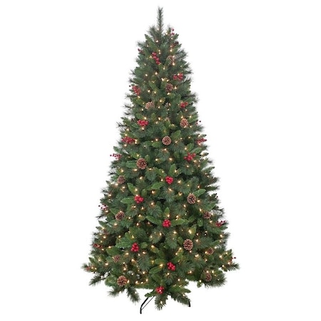 Puleo Asia Ltd Pine Bristles w/Cones & Berries, 7.5 ft 357-3516-T75C5