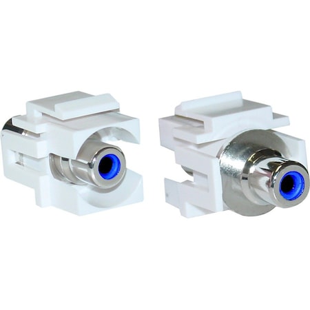 Cable Wholesale Keystone Insert, White, Recessed RCA Female Coupler (Blue RCA) 324-220WB