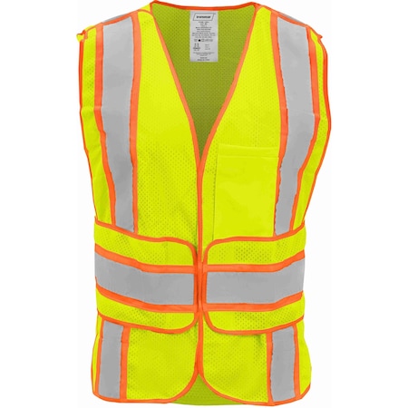 Ironwear Hi-Vis Safety Vest M/L Class 2 Chevron Back, , Hook & Loop w/Wraparound Closure 4 Pockets 1290-L-MD-XL