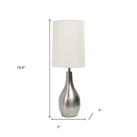 Homeroots 20" Nickel Metal Round Table Lamp With White Drum Shade 643317