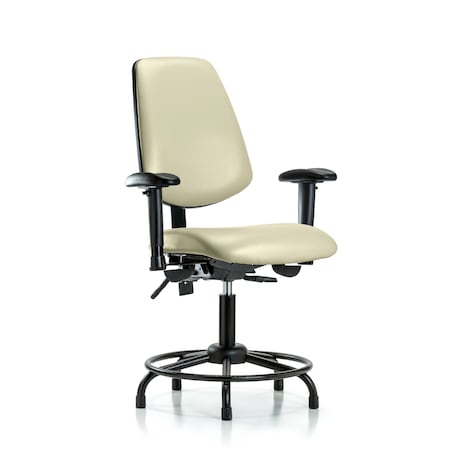Blue Ridge Ergonomics Desk Chair Adjustable Arms, 18" to 23" Height, Vinyl, Adobe White BR-VDHCH-MB-RT-T1-A1-RG-8501