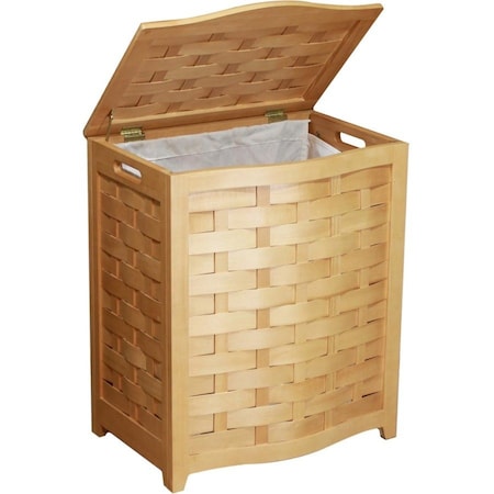 Oceanstar BHV0100N-Natural Finished Bowed Front Laundry Hamper with Interior Bag BHV0100N
